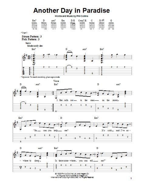 ANOTHER DAY IN PARADISE CHORDS (ver 6) by Phil Collins.